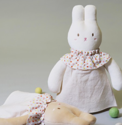 슈톨렌 멜로우 딸랑이 토끼 애착인형 오가닉 신생아 아기 출산 선물 (27cm)