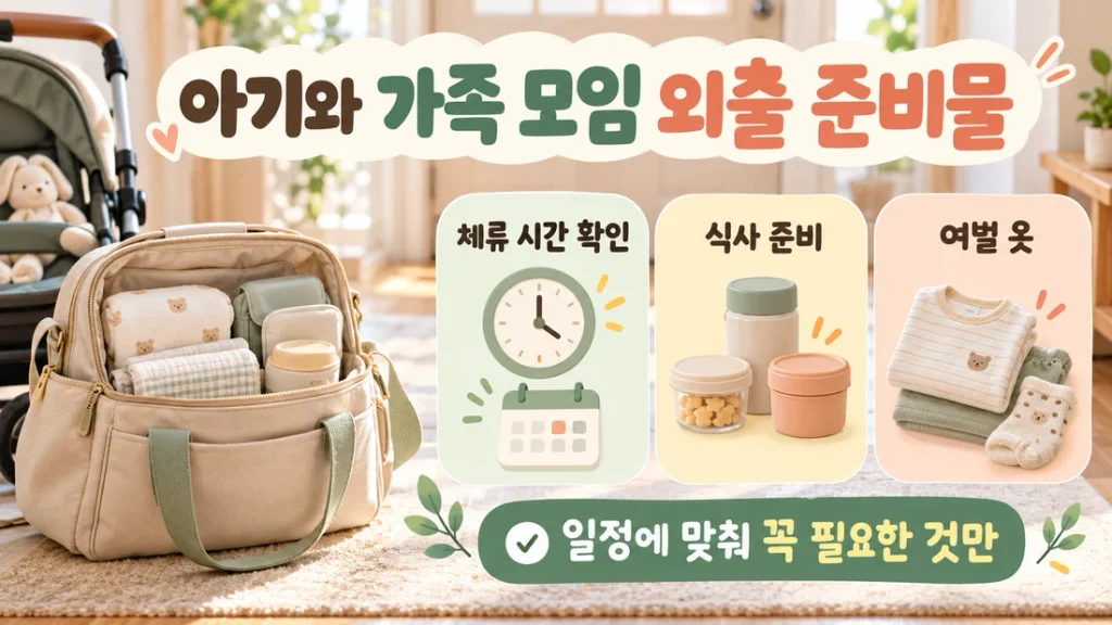 아기와 가족 모임 외출 준비물, 체류 시간·식사·여벌로 짐 줄이는 방법