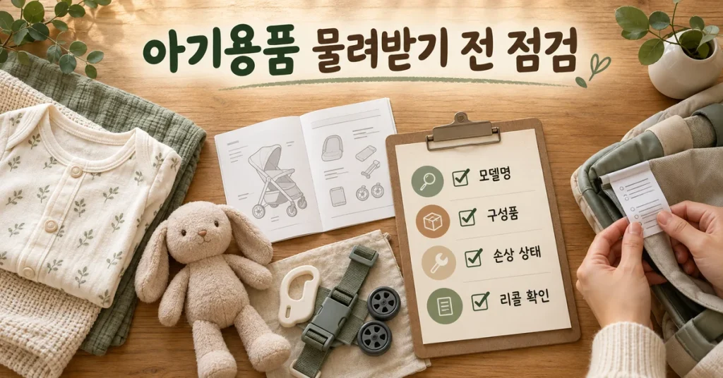 아기용품 물려받기 전 확인할 것, 모델명·누락 부품·리콜·세탁 표시 점검
