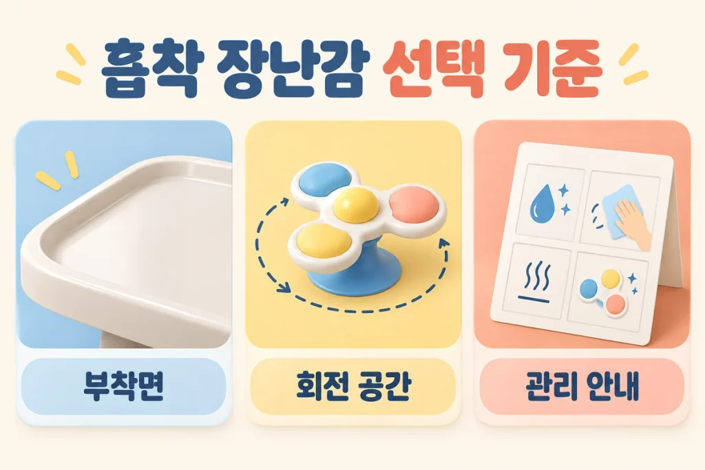 키저스 스핀팝 흡착 장난감, 트레이 부착면·구성·관리 조건 확인법